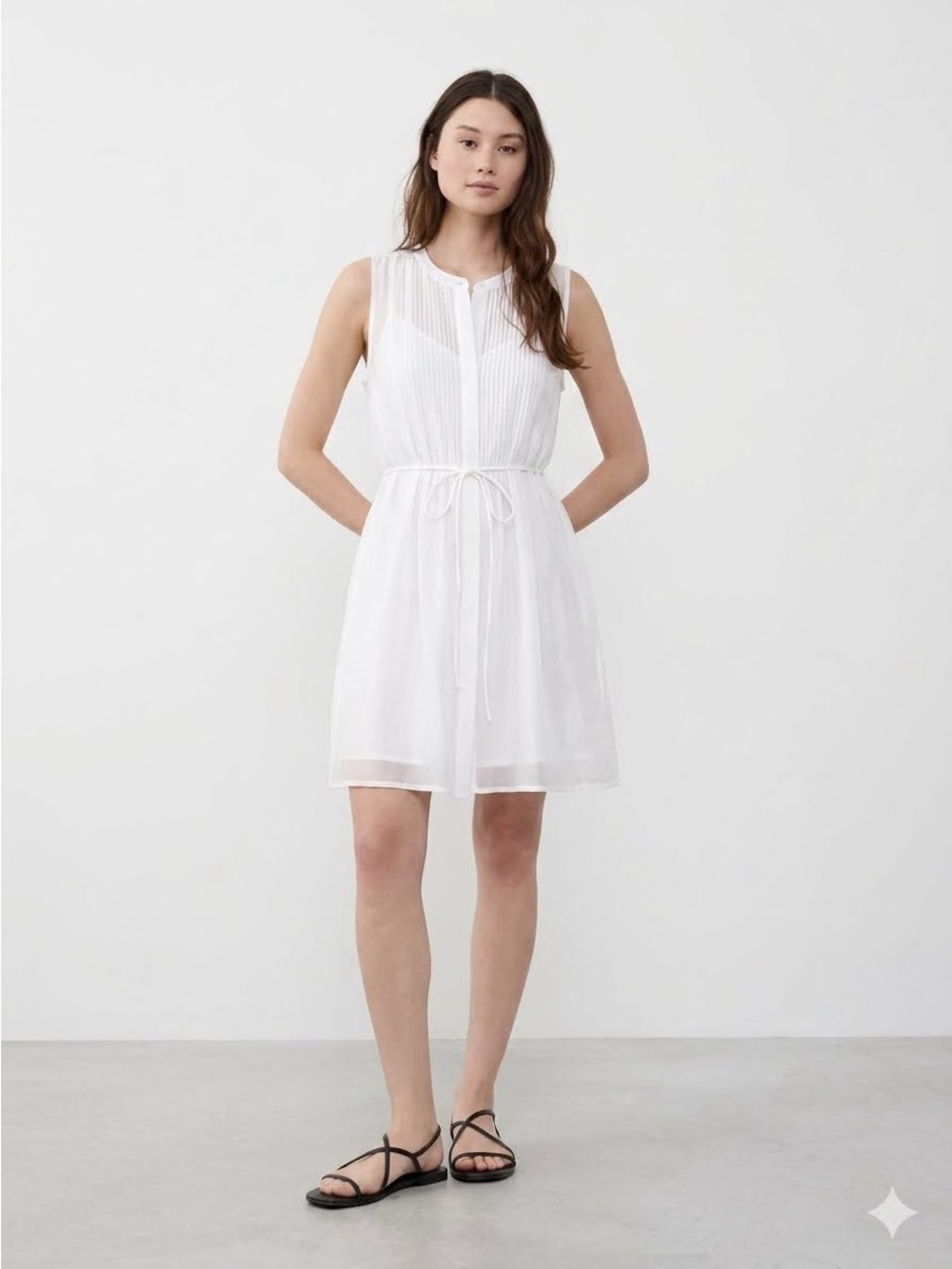 BANANA REPUBLIC NWT Organza Pintuck White Dress~Size L